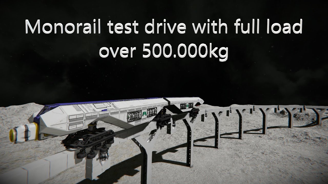 Space Engineers Monorail test drive Cargotrain - YouTube