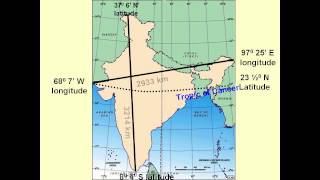 India Length Breadth Tropic Of Cancer Standard Meridian Youtube