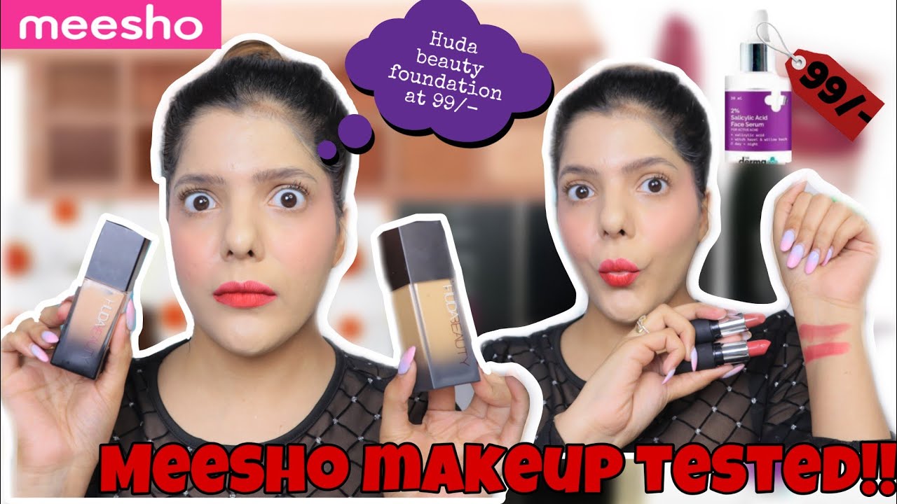 OMG! Testing Meesho Fake Makeup Huda Beauty, Lakme, Benefit 😱| ₹100 Mai Sab Kuch kese ... 🤯