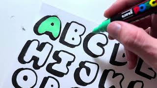 How to draw Bubble Letters GRAFFITI ABC