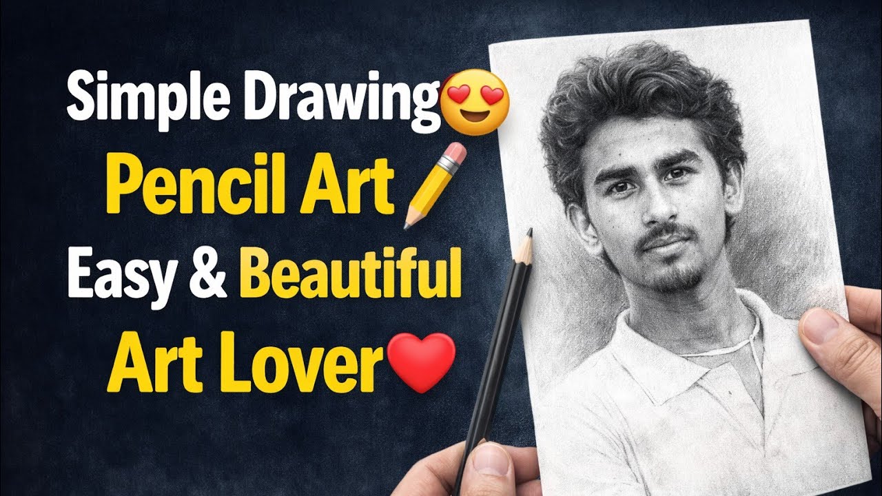 Village Scenery Drawing | Palm Tree & House Sketch 