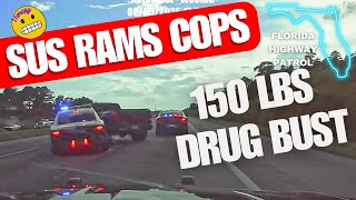 Drug Dealer in GMC Dually RAMS Florida Trooper Off the Road