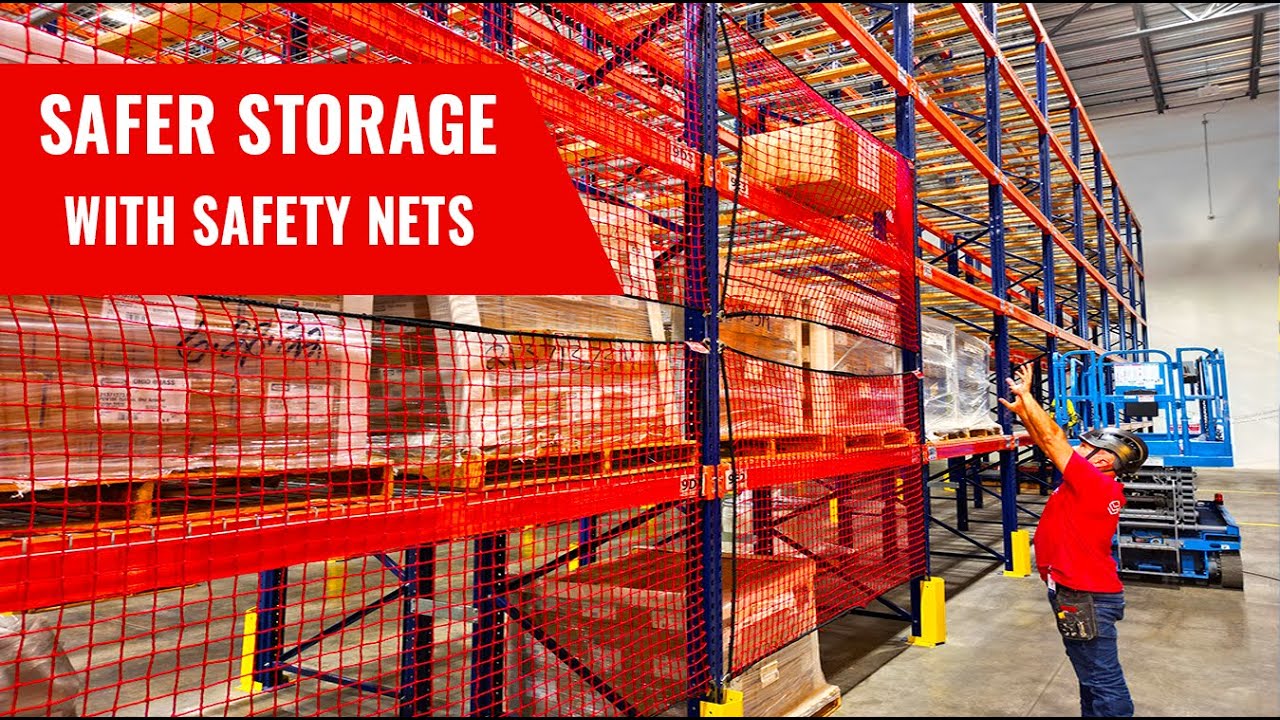 REDUCED DAMAGES With Red Steel Pallet Rack Safety Net