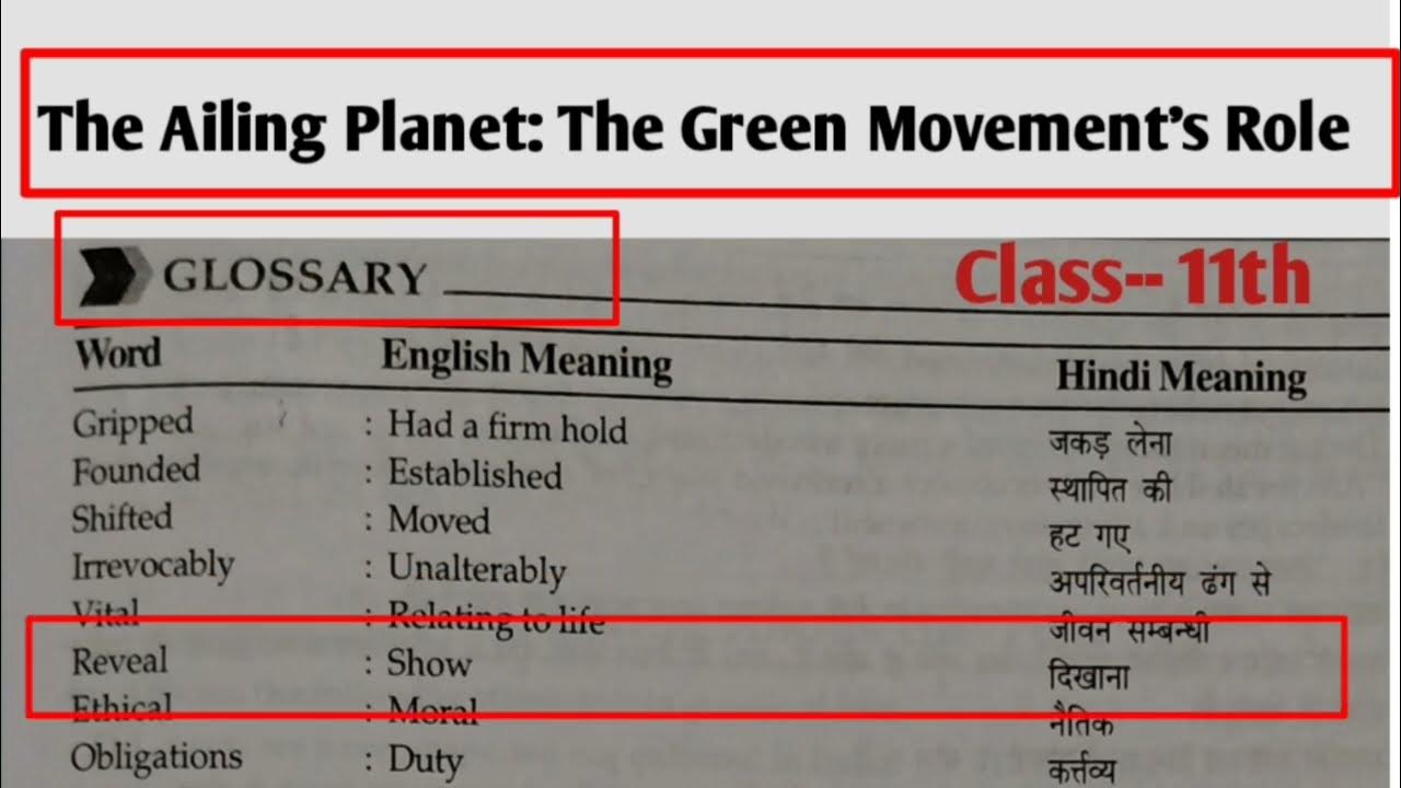 the-ailing-planet-word-meaning-glossary-vocabulary-class-11th