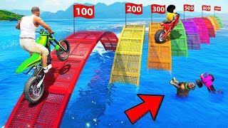 SHINCHAN AND FRANKLIN TRIED THE IMPOSSIBLE COLOURFUL TRACK BRIDGE POINTS SEA PARKOUR CHALLENGE GTA 5