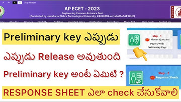 What is AP ECET 2023 PRELIMINARY KEY? RELEASE DATE | RESPINSE SHEET HOW TO CHECK