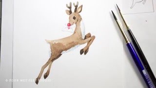 Painting Reindeer in Watercolor A fast-forward video of the process of me painting a reindeer in watercolor. ©Four Wet Feet Studio. All right reserved.