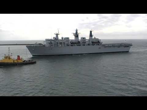 Video of HMS Albion (L14) at Plymouth Sound on 9th October 2009. Videoed from on board MV Pont Aven (Brittany Ferries) "The ninth and current HMS Albion (2001-present) is a First-of-Class Landing Platform Dock (LPD) ship of the Royal Navy built in Barrow-in-Furness, Cumbria, England, UK. Albion is one of the newest ships of the Navy and provides an amphibious assault capability. She is the nameship of the Albion class landing platform dock, which also includes HMS Bulwark. The ship also carries a permanently-embarked Royal Marines landing craft unit, 6 Assault Squadron, Royal Marines. She was launched on 9 March 2001 and was commissioned on 19 June 2003 by her sponsor The Princess Royal. In 2003 she received the Freedom of the Chester City and also had a prominent role in the Queen's Colour Parade for the Royal Navy in Plymouth Sound only the third time a Fleet Colour has been given in the Royal Navy's history."