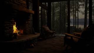 Rain by the Fire on Cabin Porch | Sleep well, Relaxation and Stress Relief with Rain Sounds