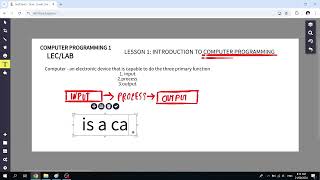 CPROG1: LESSON 1: INTRODUCTION TO COMPUTER PROGRAMMING