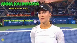 Iga Swiatek vs Anna Kalinskaya Final Points, On Court Interview and Match Stats