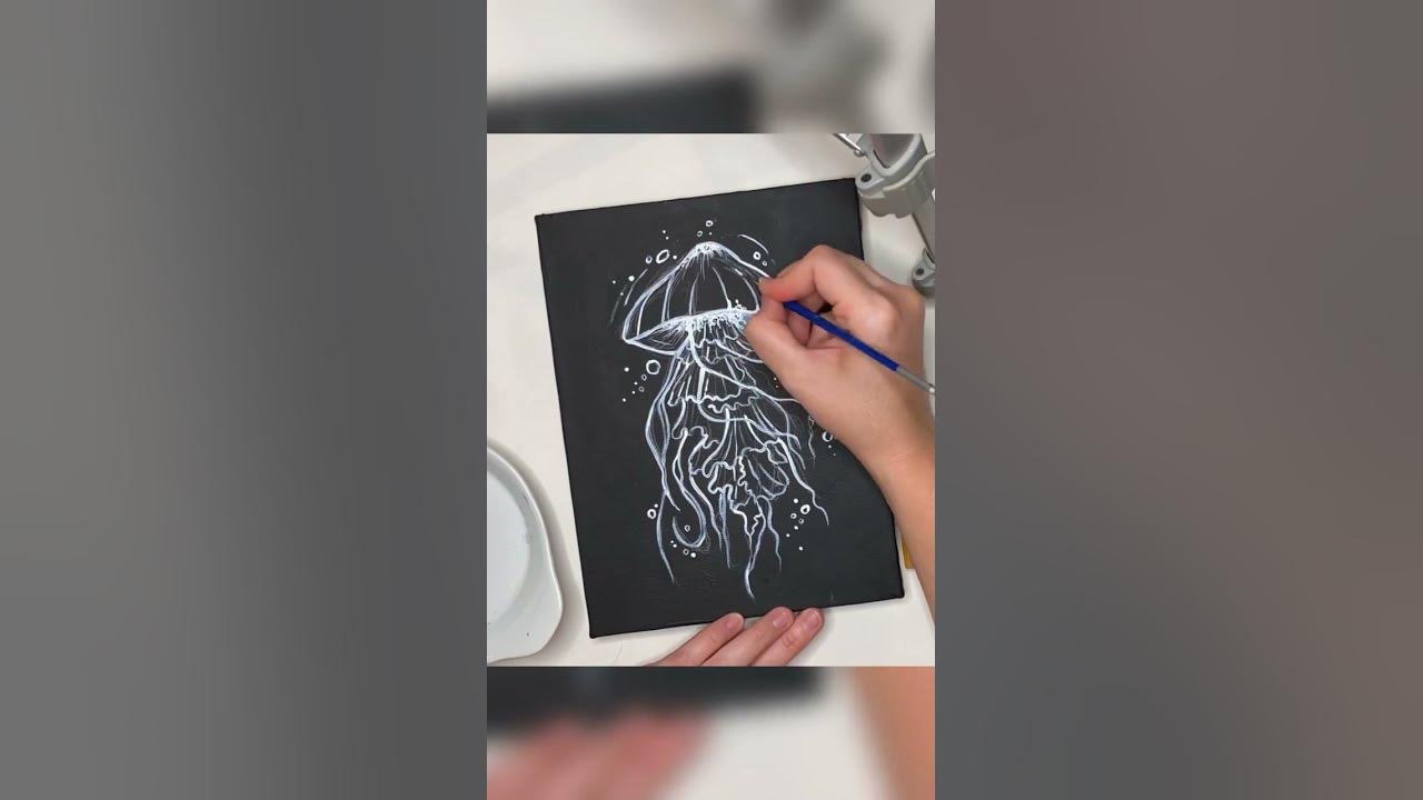 Черно белый рисунок #рисунок #медузы #холст #рисоватьпросто - YouTube