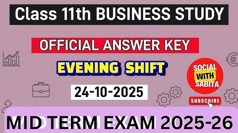 Class 11 business studies mid term question paper 2025-26 /business studies answer key 2025 class 11