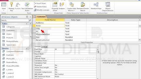 Remove the default value from the AddDate field of the Customers table. Save the table.