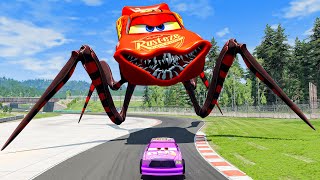 Epic escape from Lightning McQueen Spider Eater, Mack Robot, Mater Eater BeamNG.Drive