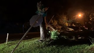 Tornado damage from the Park Hill neighborhood in Tupelo