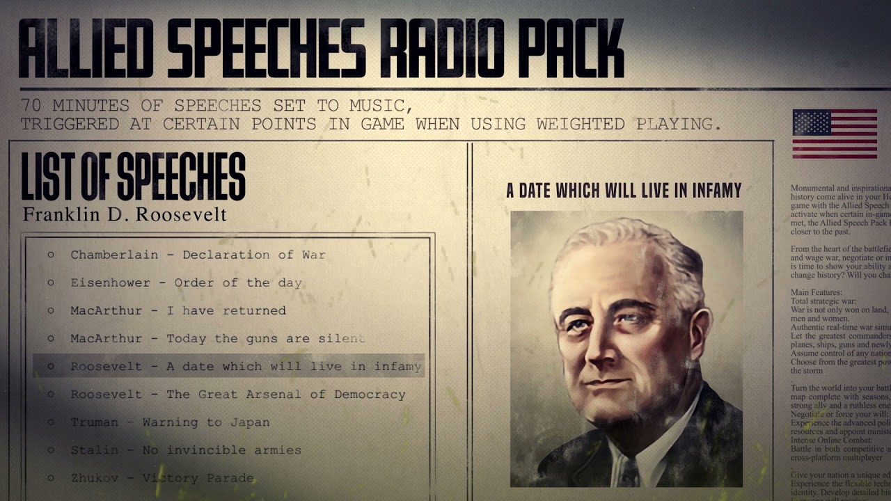 Hearts of Iron IV Allied Speeches Music Roosevelt A Day Which Will
