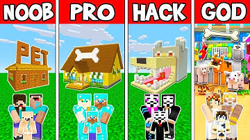 Minecraft: ZOO PET SHOP HOUSE BUILD CHALLENGE - NOOB vs PRO vs HACKER vs GOD in Minecraft Animation