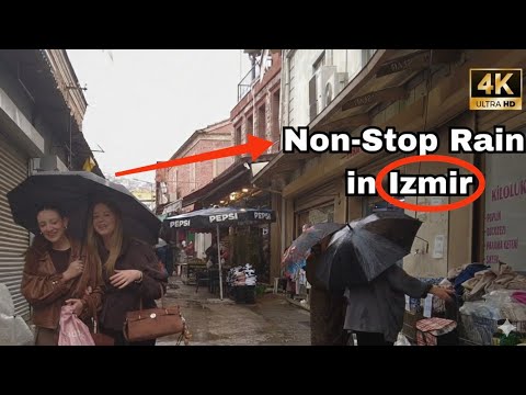 Izmir, 튀르키예 | İzmir | 빗속 도보 여행 4K