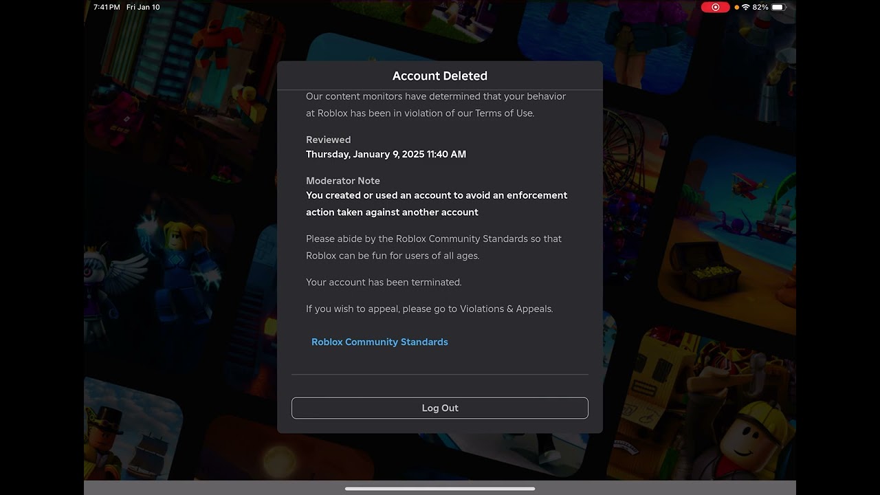 Roblox Account Got Terminated YouTube 
