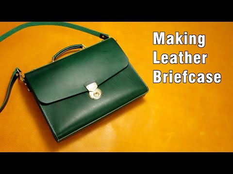 55 [Leather Craft] Making Leather Briefcase / [가죽공예] 가죽 브리프케이스 만들기 / Free Pattern