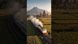 Epic Views! Train, Prambanan, and Merapi. #shortvideo #shorts #shortsfeed