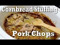 Pork Chops Smothered in Cornbread Dressing and Cooked in Your Slow Cooker... It's What's for Dinner?