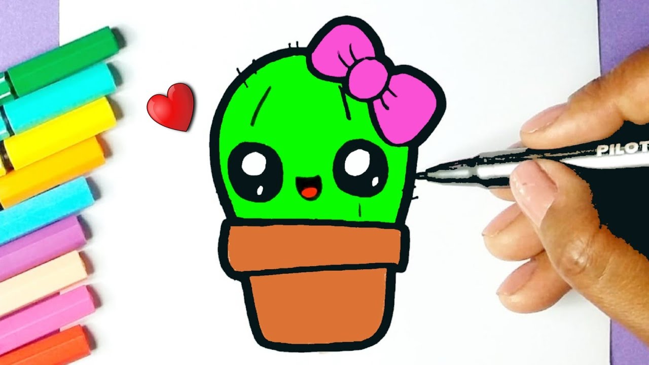 Como desenhar Cacto fofo Kawaii ❤ Desenhos Kawaii - Desenhos para