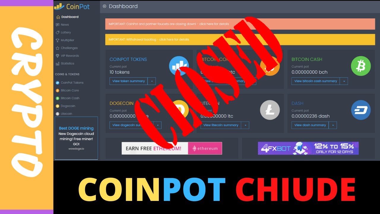 ATTENZIONE: I FAUCET COINPOT CHIUDONO PER SEMPRE