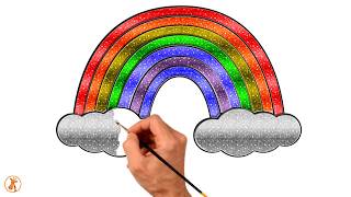 رسم و تلوين قوس قزح رائع || How Drawing and coloring rainbow