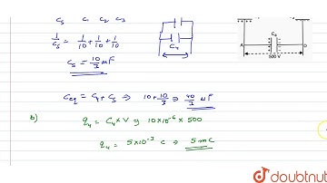 A network of four `10 muF` capacitors is connected  to a 500V supply as shown  in Fig.