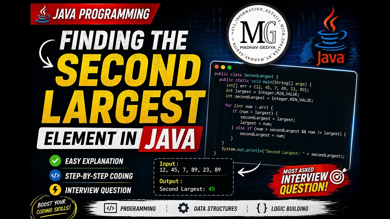 real java coding interview question : java8 largest... Java Coding Interview Question 💻 | Find 2nd Largest Number (Easy Method ...