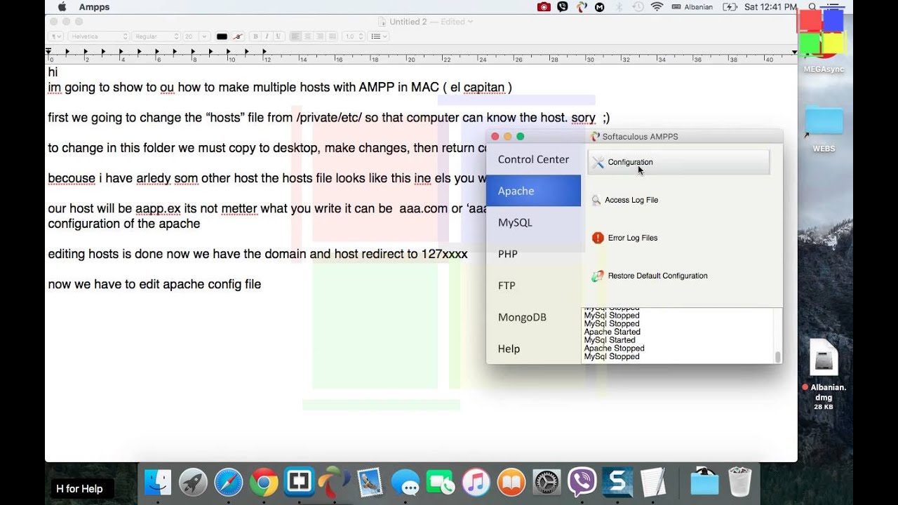 How to set up multiple hosts / domains in AMPP MAC OS X El Capitan - YouTube