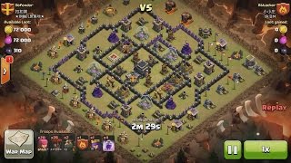 Clash of Clans TH9 vs TH9 Lava Hound & Balloon (Lavaloon) Clan War 3 Star Attack