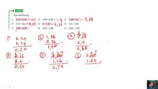 Jawaban matematika kelas 4 vol. 2 hal 44 kurikulum merdeka, Ayo berhitung. ① 0,54−0,34 ②　1,96−0,56