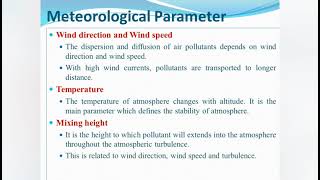 Meteorological Parameter | Primary Meteorological Parameter