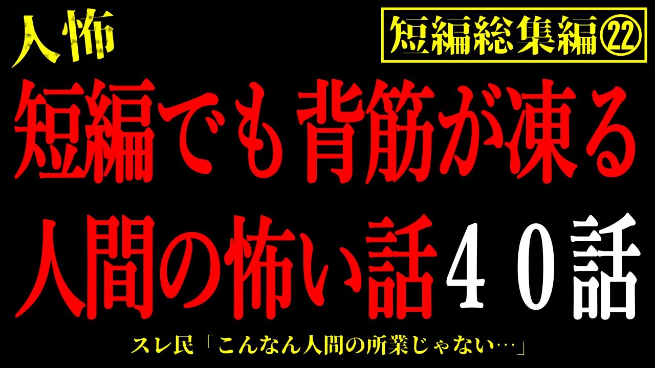 【2chヒトコワ総集編22】短編でも背筋が凍る人間の怖い話まとめ40話【怖いスレ・作業用・睡眠用】