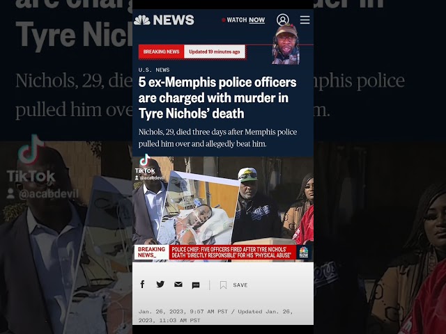 ⁣5 Memphis Cops involved in Tyre Nichols case all charged with murder. #tyrenichols #shorts #fba