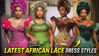 latest african lace dress styles Wedding Dress Latest African Lace Gown Styles White Lace Dresses, Long Fitted Party Lace, African Women
