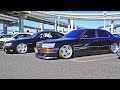 SLAMMED CARS SCRAPE INTO JAPANESE CAR MEET!