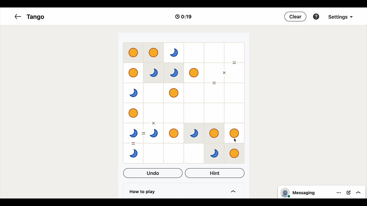 LinkedIn Games - Tango #89