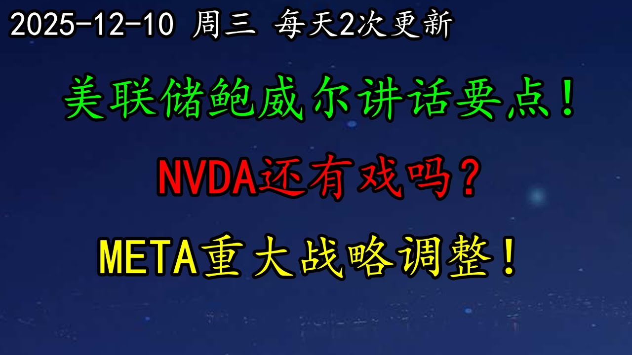 美股  美联储鲍威尔讲话要点！NVDA还有戏吗？META重大战略调整！TSLA如何预期？MSFT接下来还能止跌吗？PLTR和MU多头很健康。QCOM如何预期？