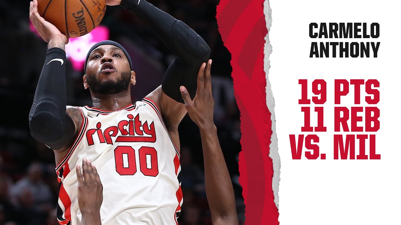 Carmelo Anthony (19 PTS, 11 REB) Highlights | Trail Blazer vs. Bucks