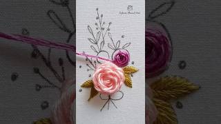 Hand embroidery rose | Woven rose tutorial | Fluffy rose flower embroidery #shorts