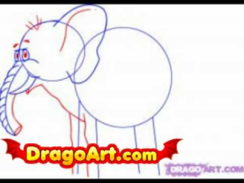 How to draw a cartoon elephant, step by step - YouTube