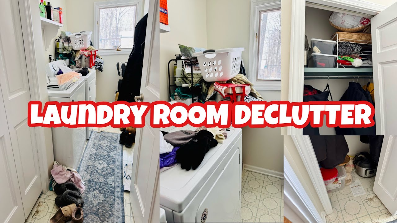 LAUNDRY ROOM DECLUTTER + light cleaning. Got rid of so much stuff that shouldn’t be in here