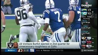 Las Vegas Raiders LB Vontaze Burfict Laughs After Getting Ejected for Dirty Hit on Jack Doyle