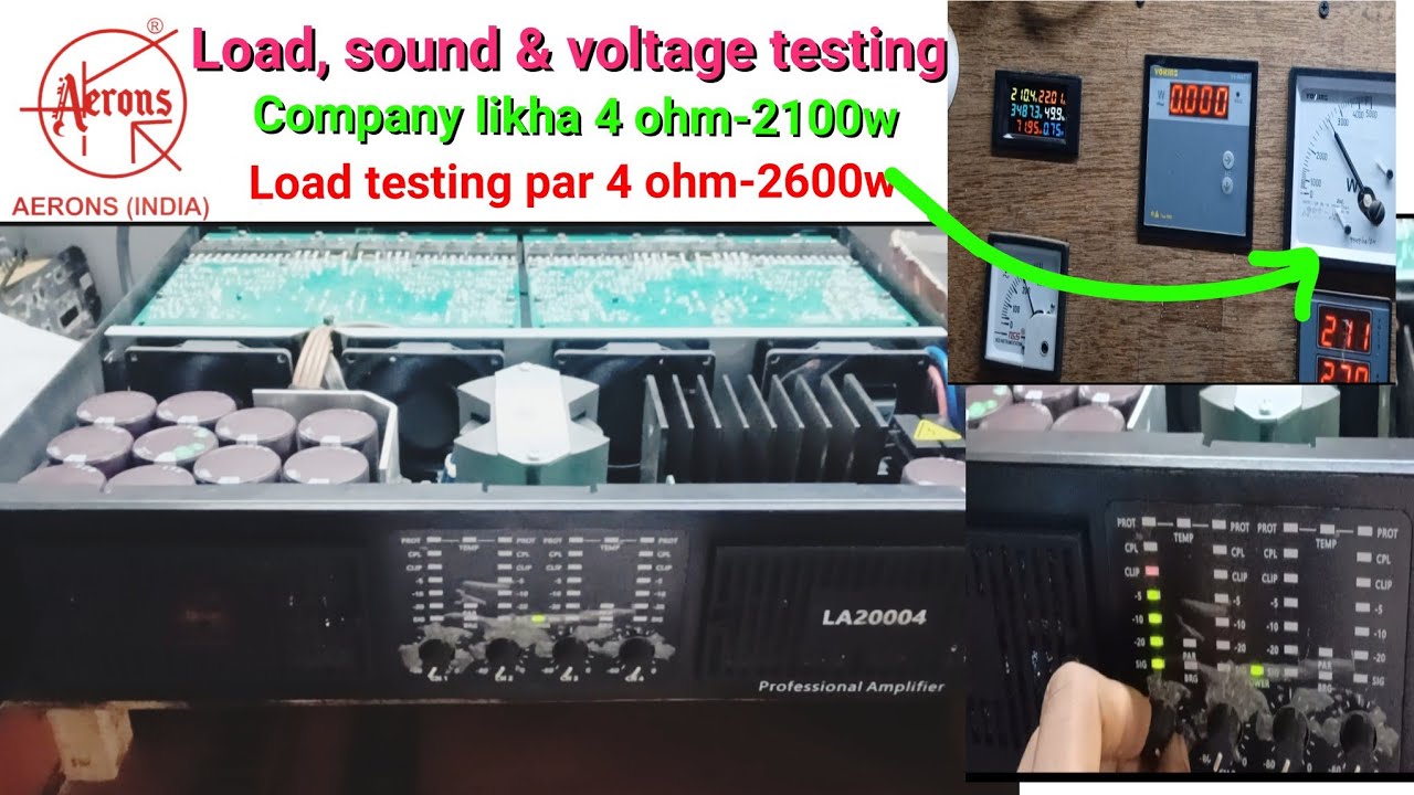 La20004 amplifier Load, sound & voltage testing !! (Arons india) smps Amplifer, 4 channel amplifier 