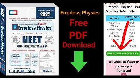 Errorless Physics PDF Download for JEE, NEET (USS) 2024 | Universal Errorless Book