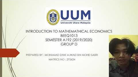 Introduction to Mathemathical Economics (BEEQ1013) (GroupD)